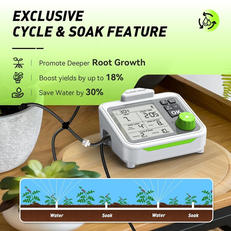 RAINPOINT Large Display Automatic Plant Waterer Indoor for Pot Plants,Cycle & Soak Mode Vacation Self Watering Drip Irrigation System Device Kit Office Patio Greenhouse Grow Tent Water 10-15 Plants - Image 2